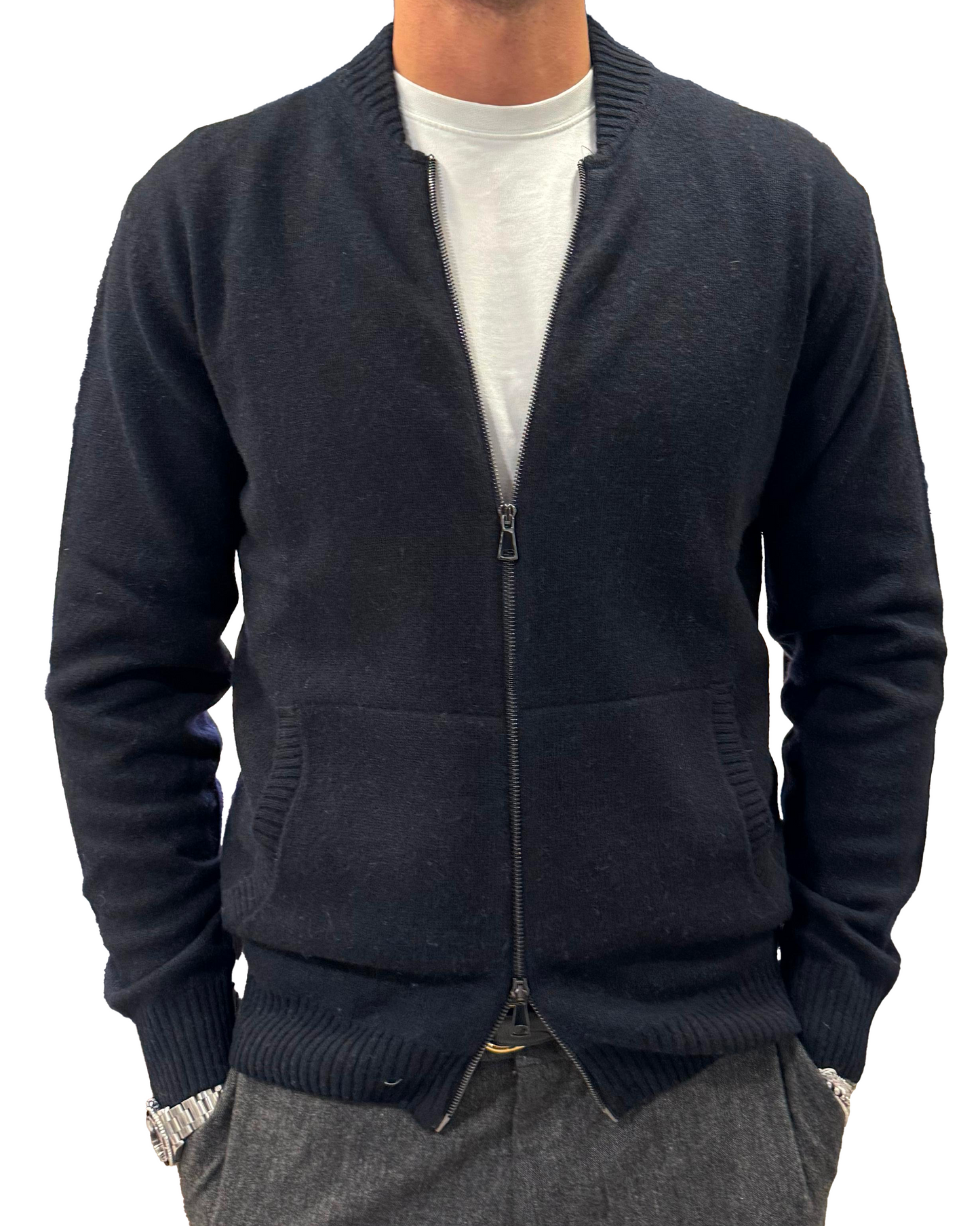 Bomber in maglia misto lana