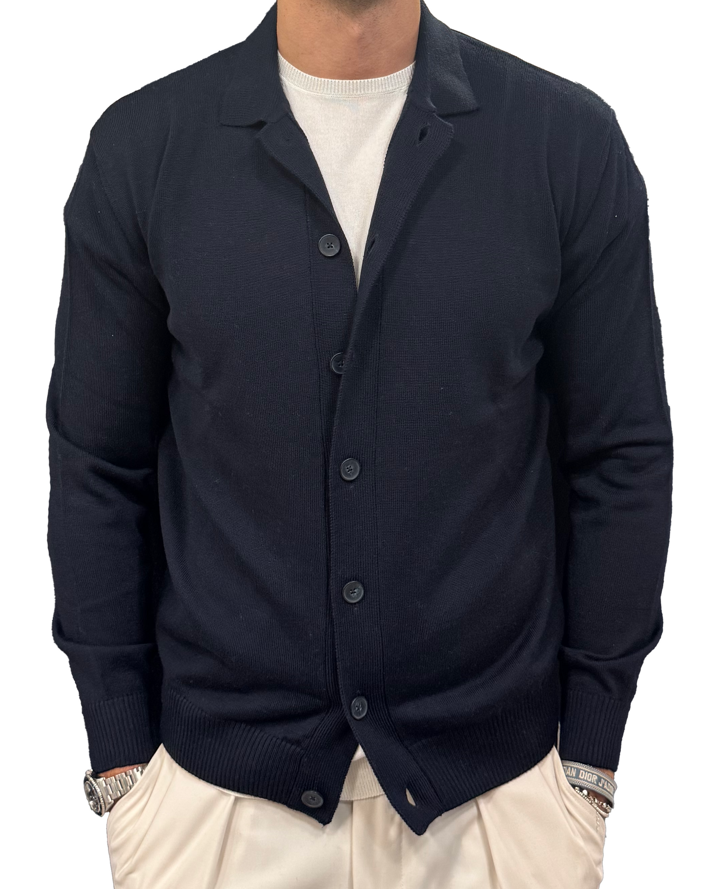 Giacca camicia in maglia di lana