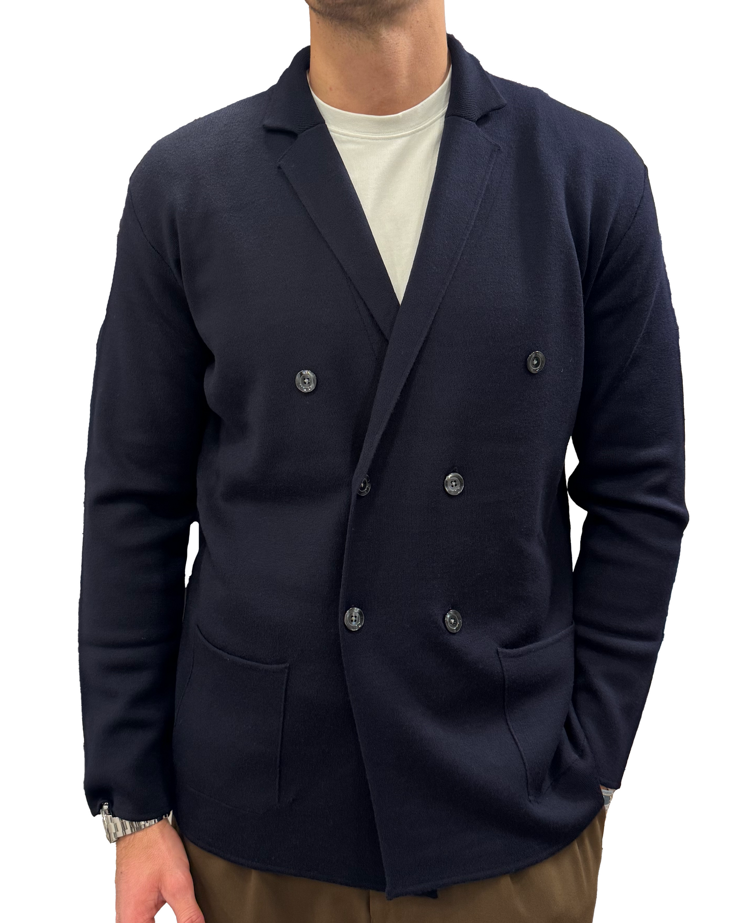 Blazer in maglia lana merinos extra fine