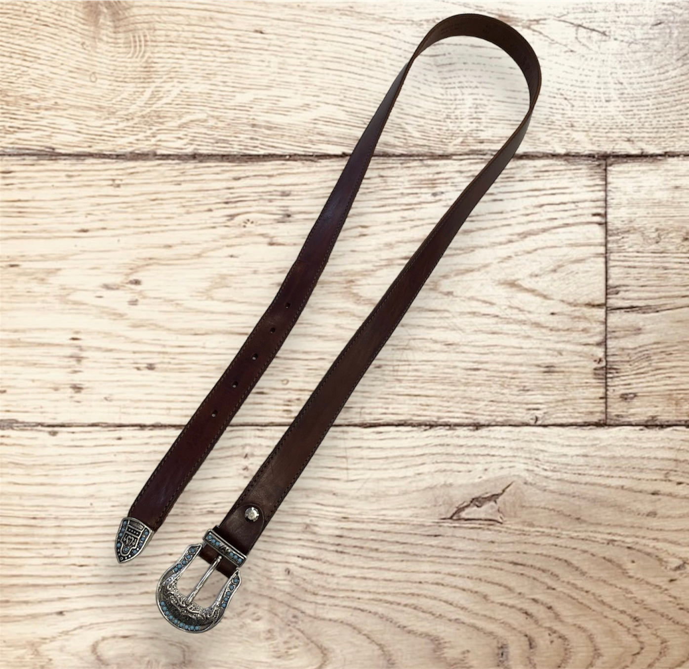 Cintura in pelle marrone