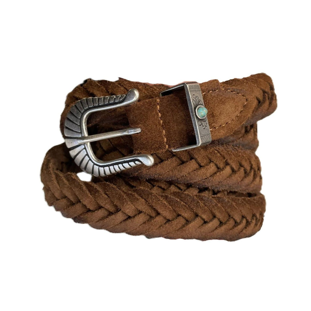 Cintura pelle scamosciata intrecciata