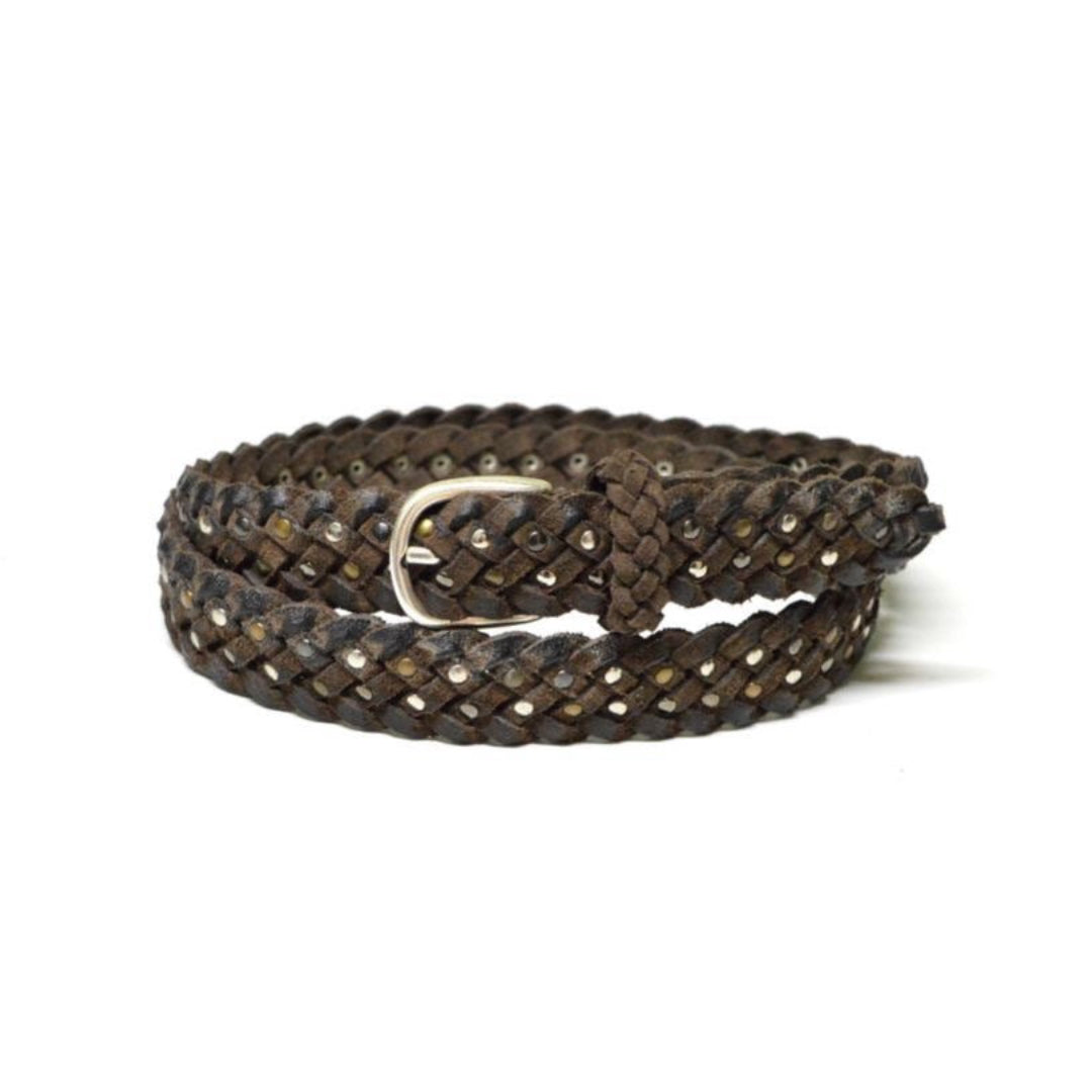 Cintura con borchie marrone