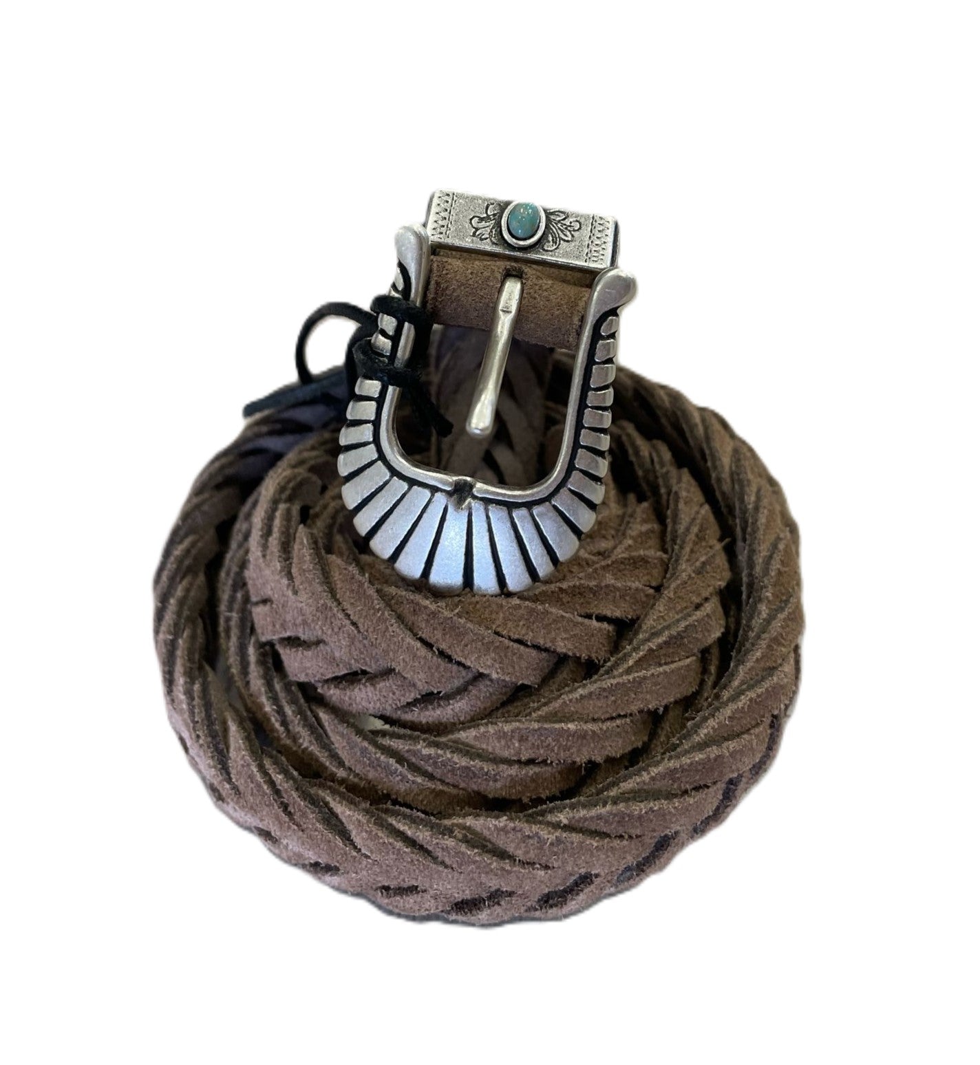 Cintura pelle scamosciata intrecciata