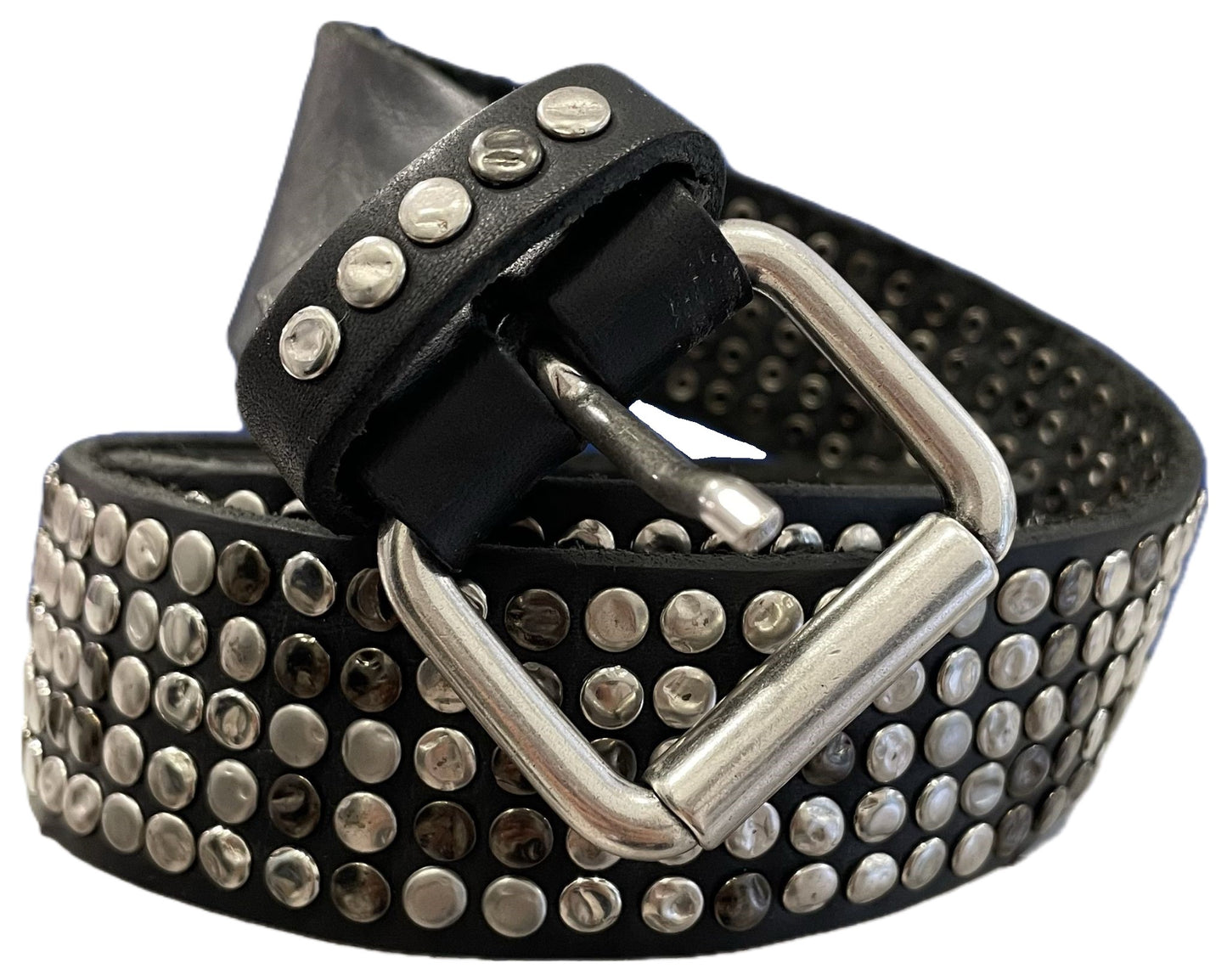 Cintura in pelle con borchie nera