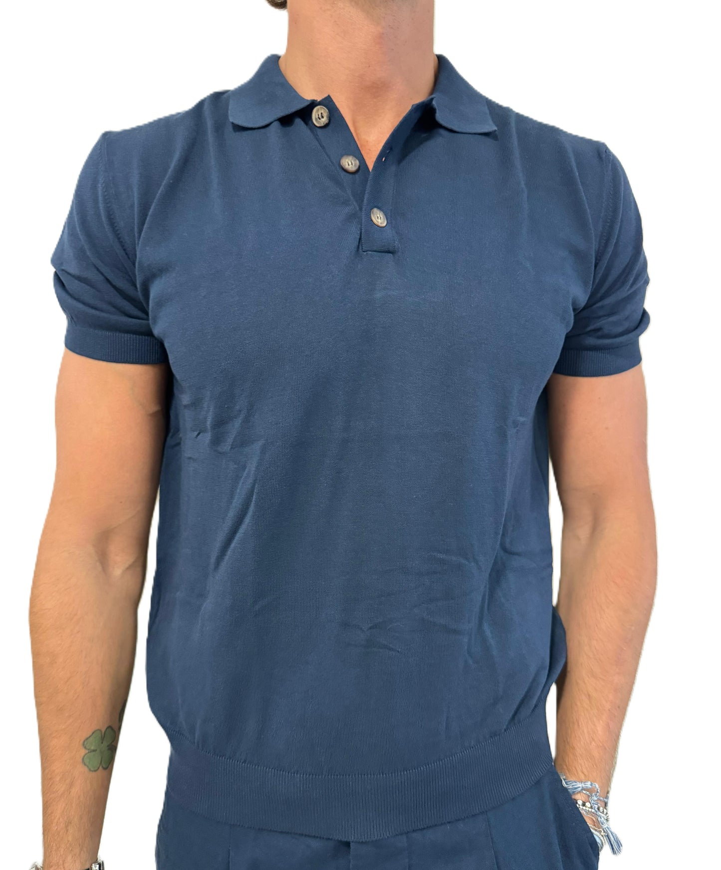 Polo in maglia in crepe di cotone