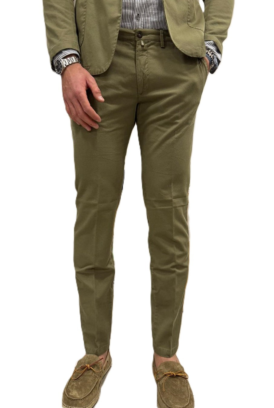 Pantaloni lino e cotone slim fit