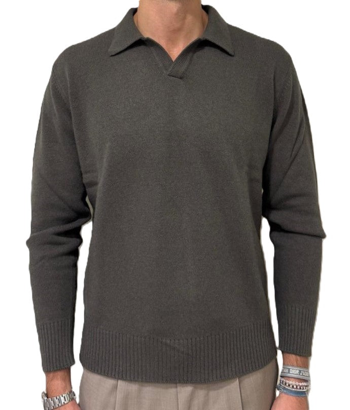 Polo derby collo camicia lana e cashmere