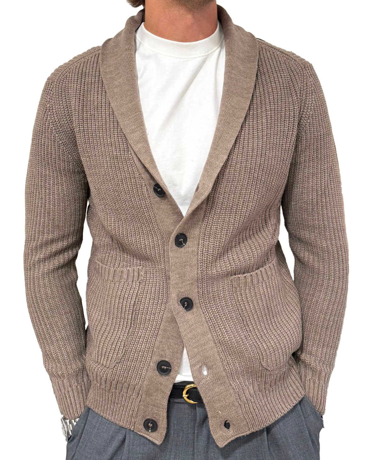 Cardigan misto lana collo sciallato
