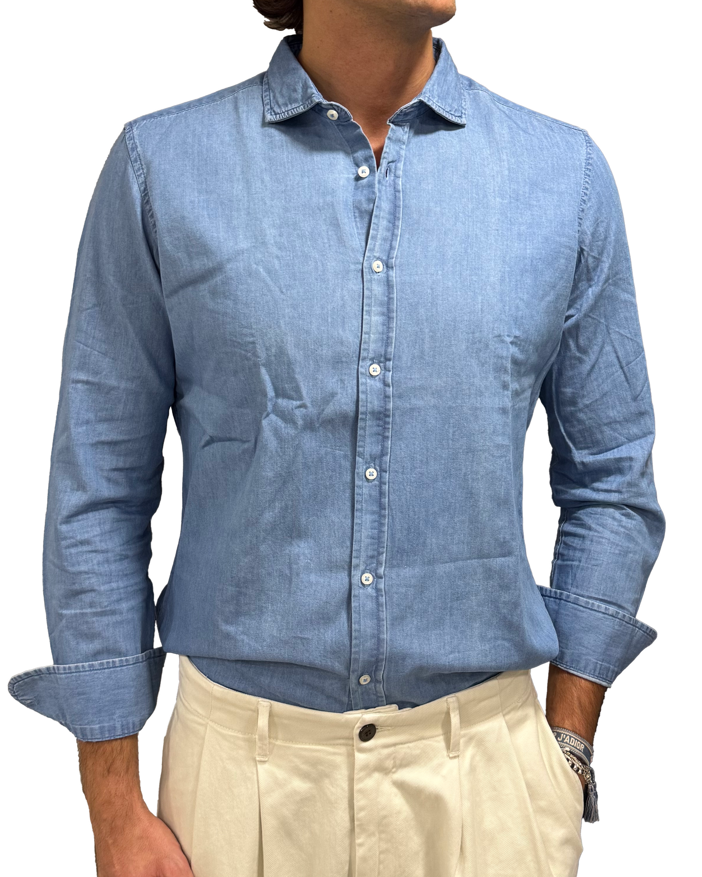 Camicia denim chiaro montedoglio puro cotone