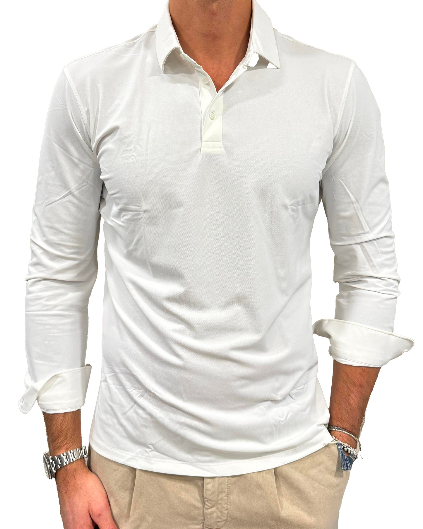 Polo camicia in tessuto tecnico no stiro