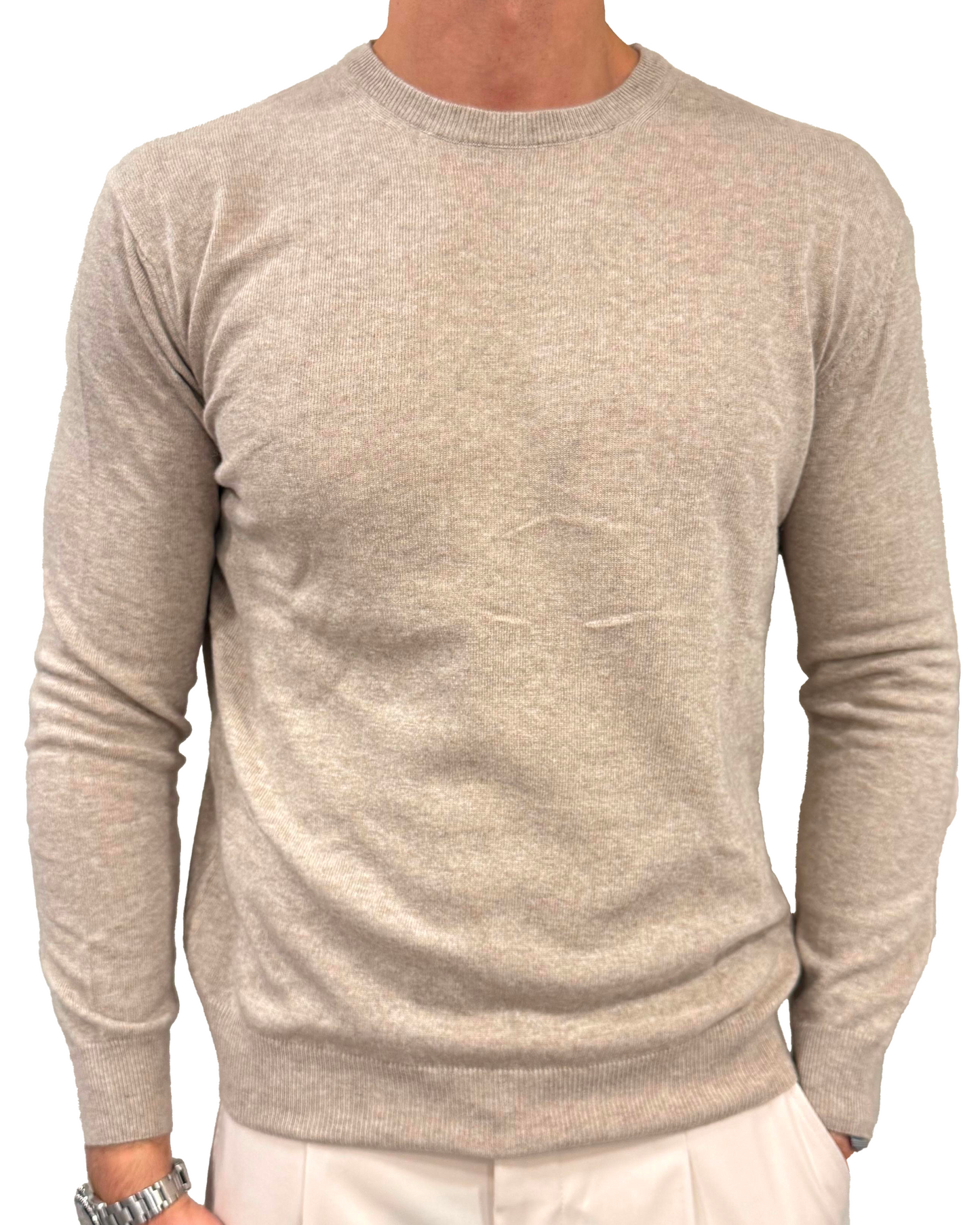 Maglia girocollo in lana e cashmere