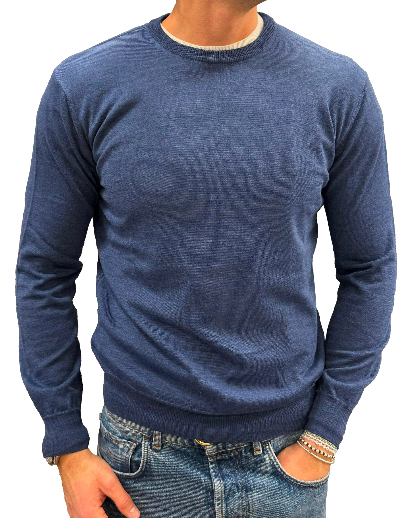 Maglione girocollo pura lana merinos