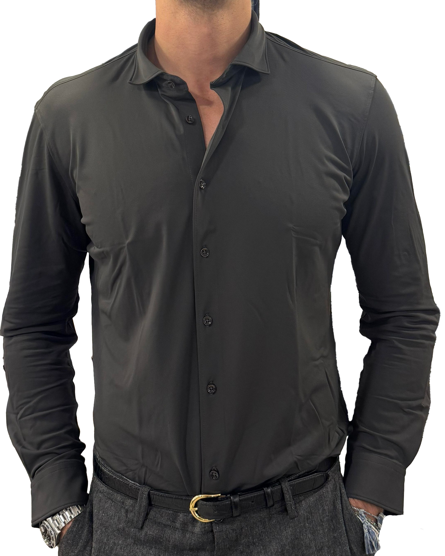 Polo camicia in tessuto tecnico no stiro