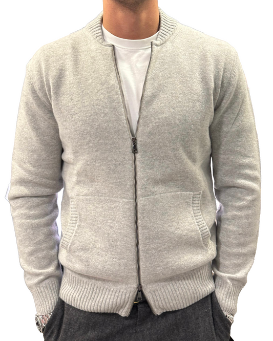 Bomber in maglia misto lana