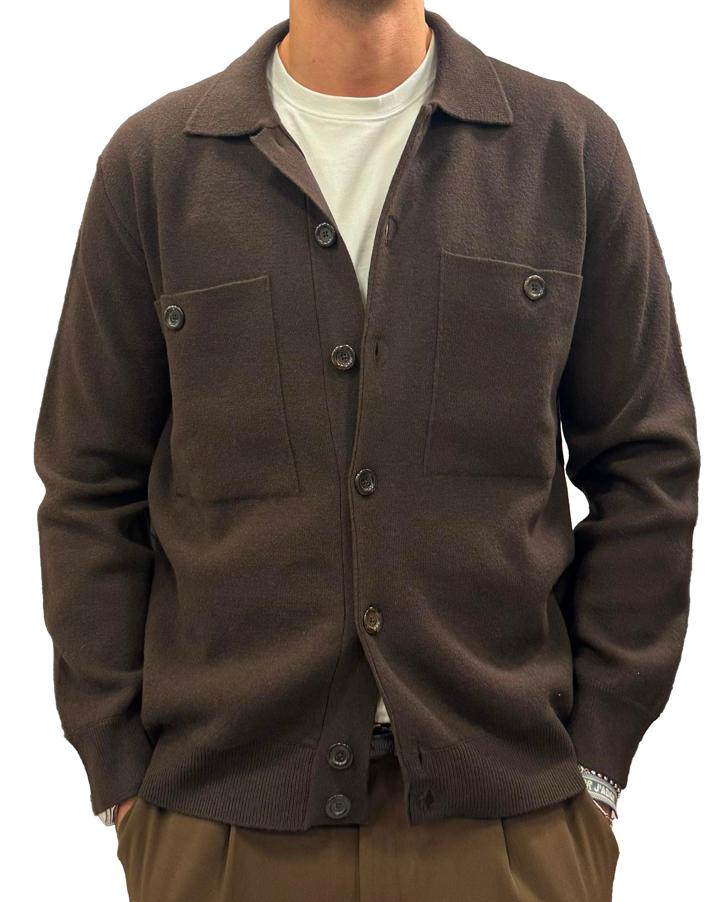 Giacca camicia in pura lana