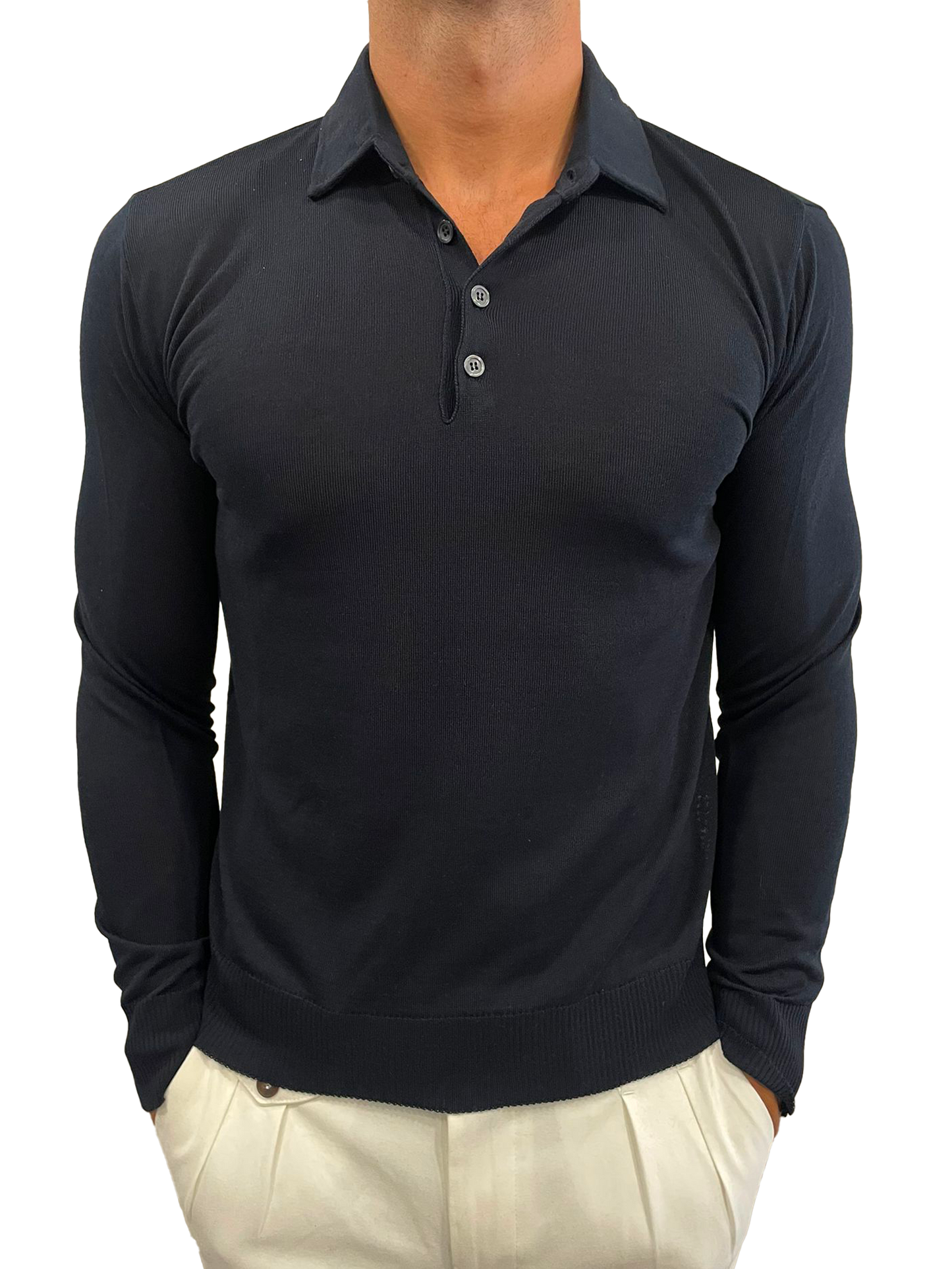 Polo in lana rasata collo camicia
