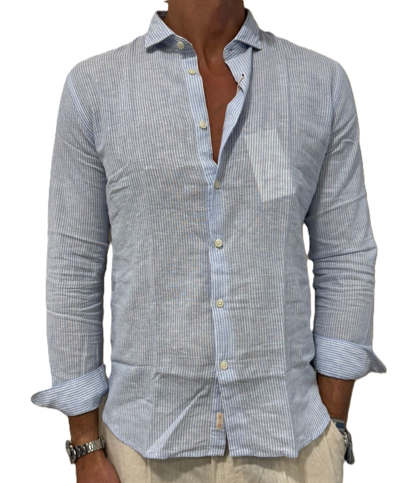 Camicia Lino e cotone Impure a righe