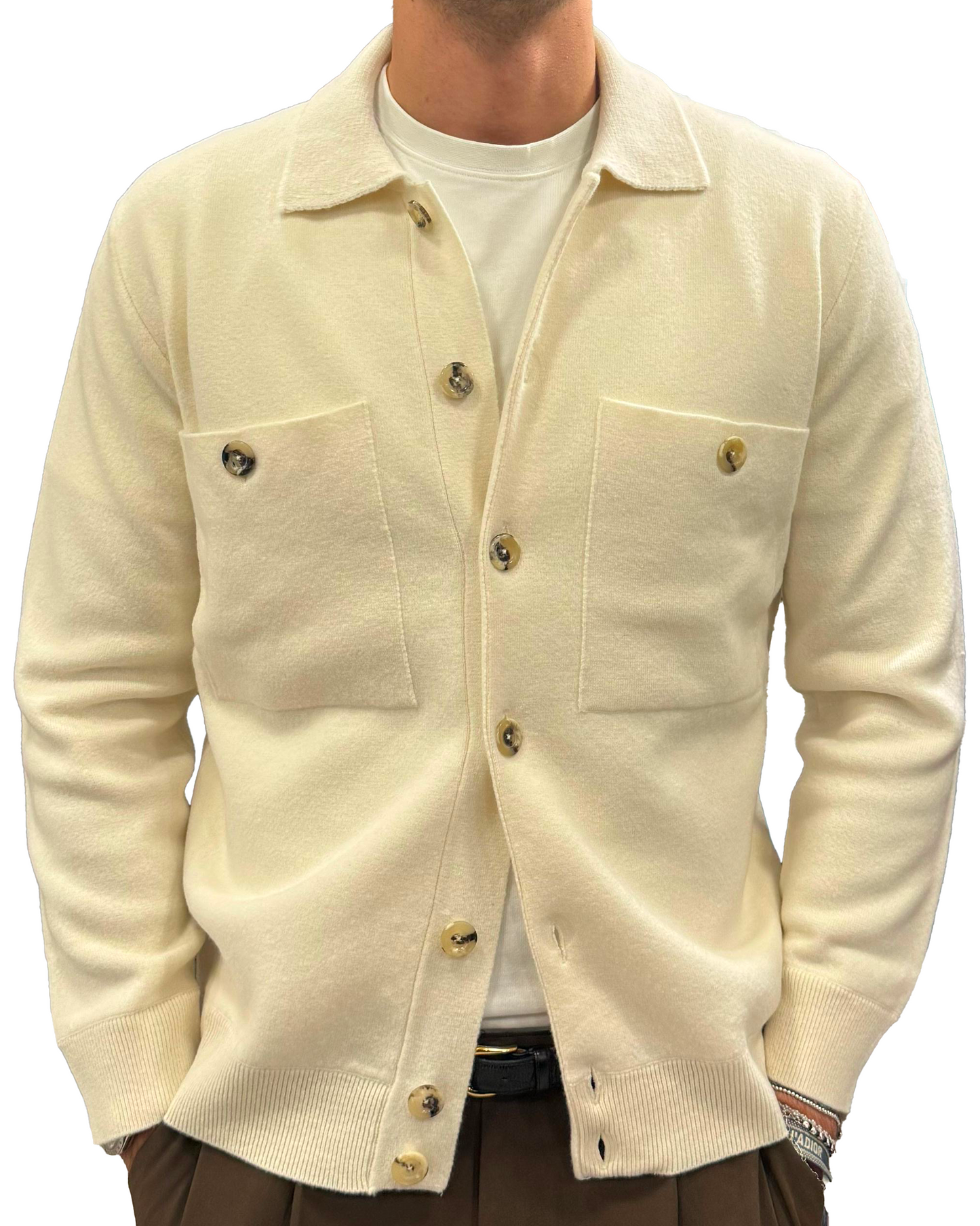 Giacca camicia in pura lana