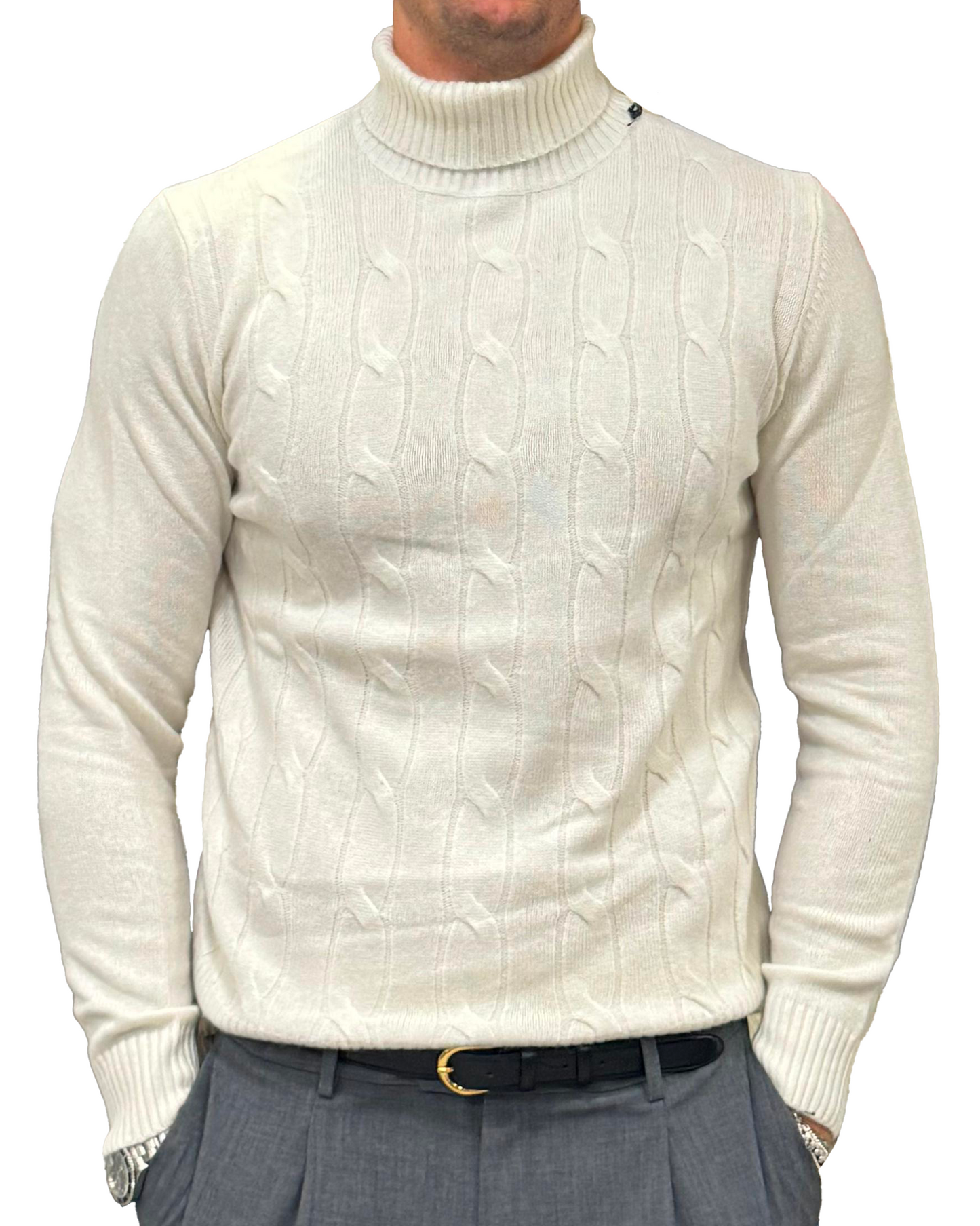 Dolcevita treccia lana e cashmere