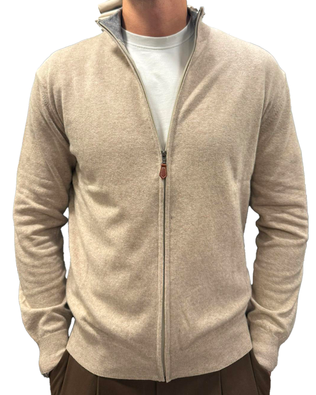 Cardigan full zip lana e cashmere