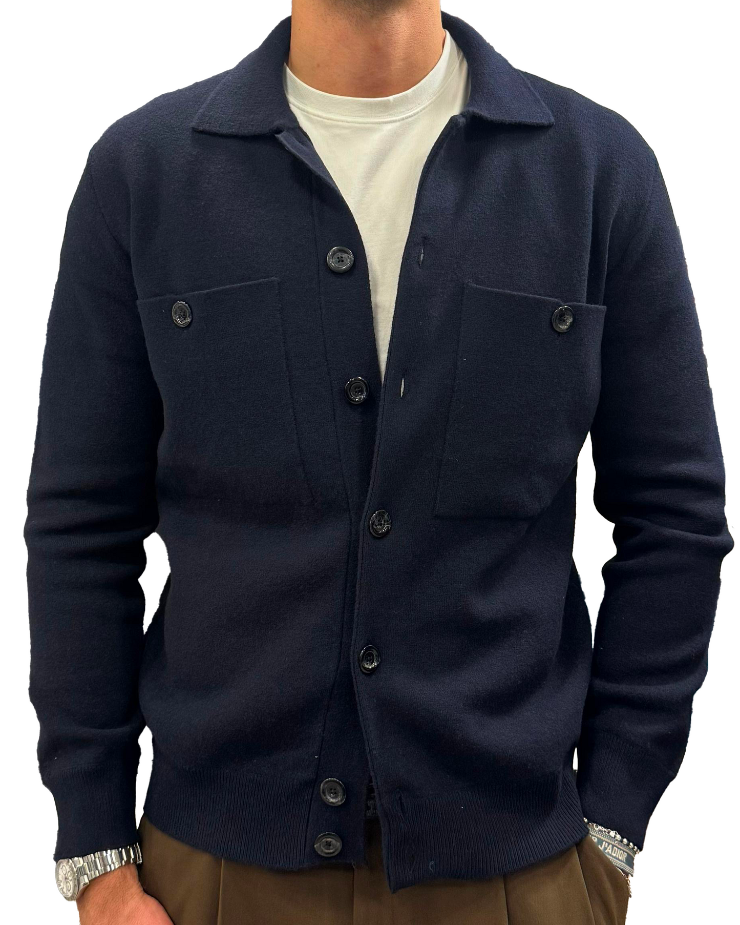 Giacca camicia in pura lana