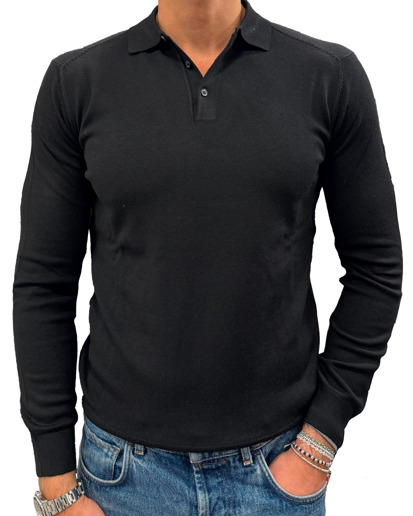 Polo tre bottoni misto lana