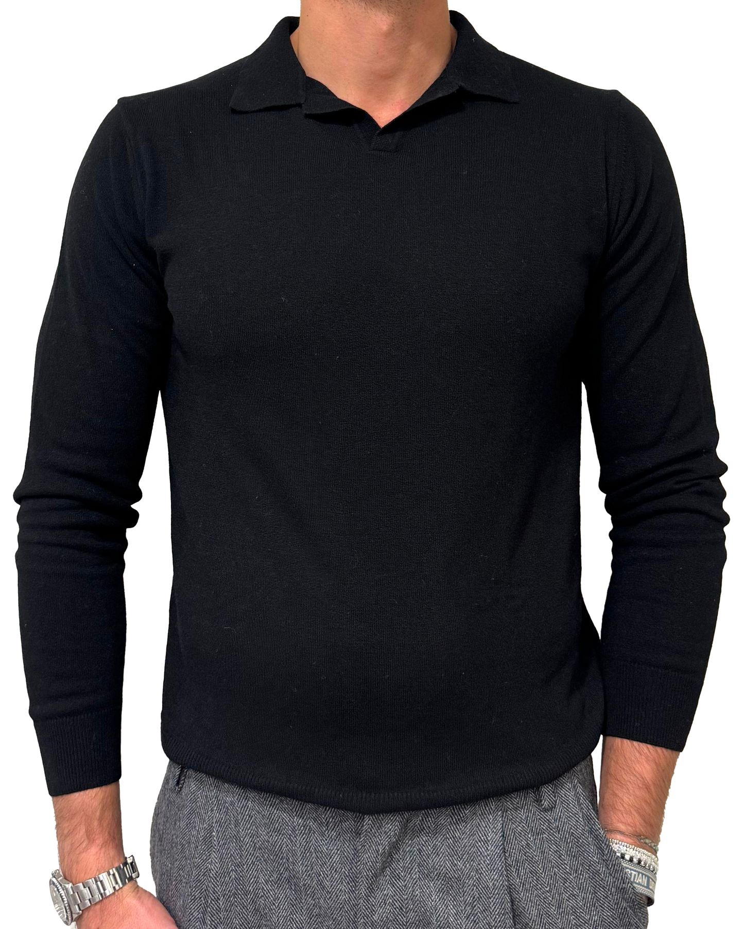 Polo collo derby misto lana e cashmere