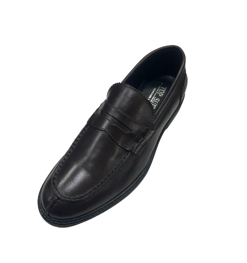 Black leather loafer