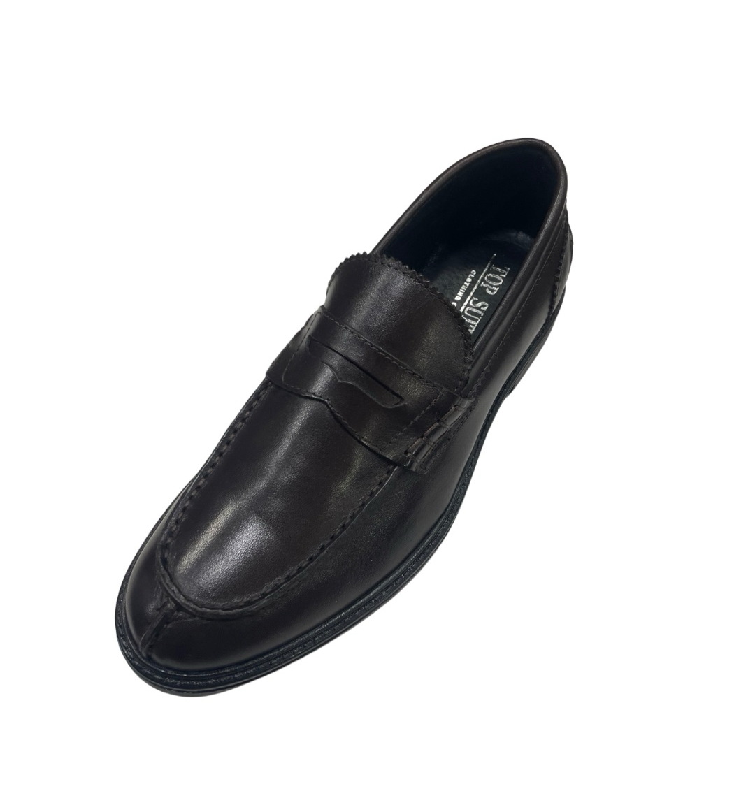Black leather loafer