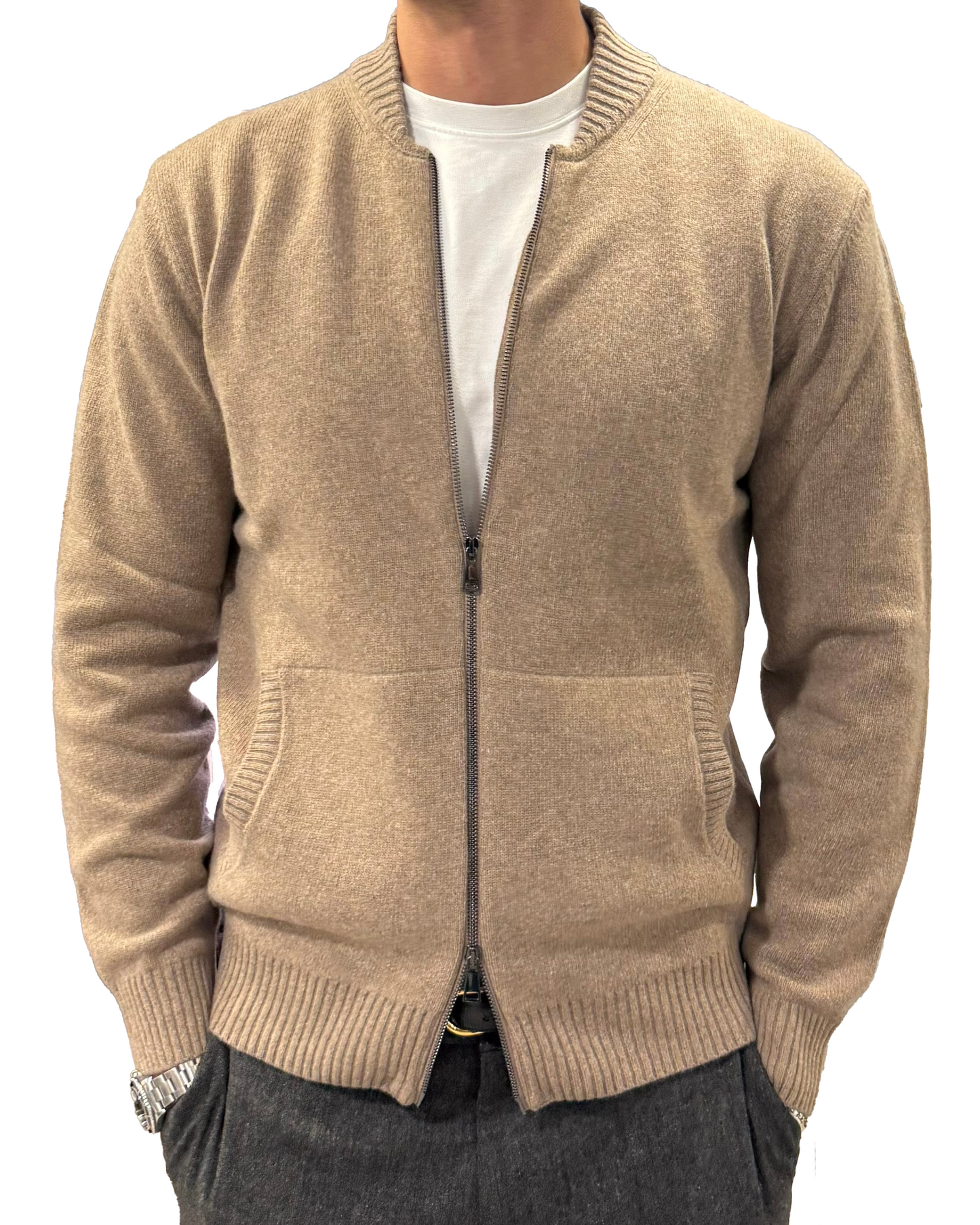 Bomber in maglia misto lana