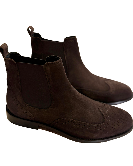 Chelsea boots brown vera pelle scamosciato