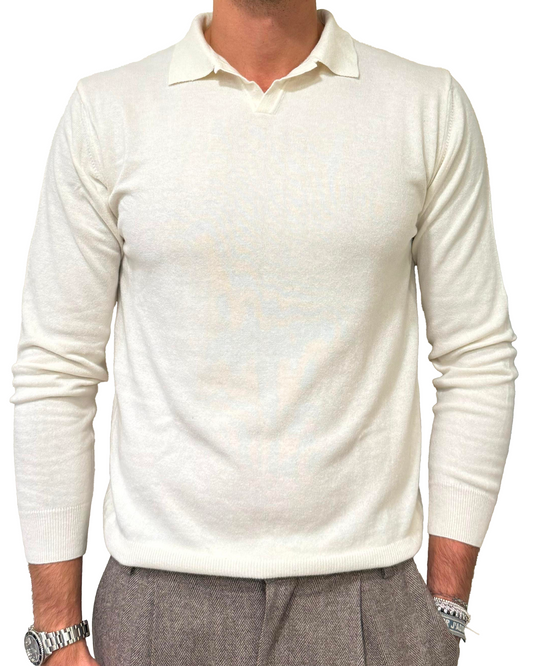 Polo collo derby misto lana e cashmere