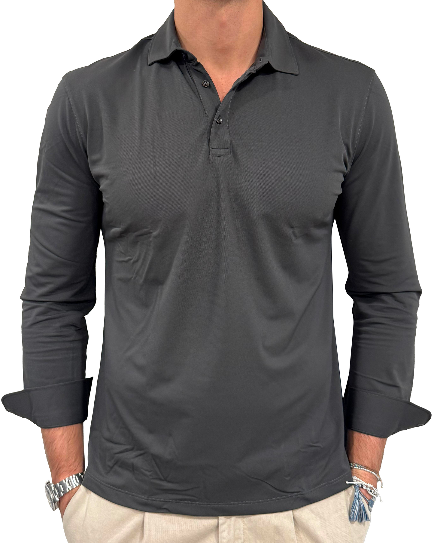 Polo camicia in tessuto tecnico no stiro