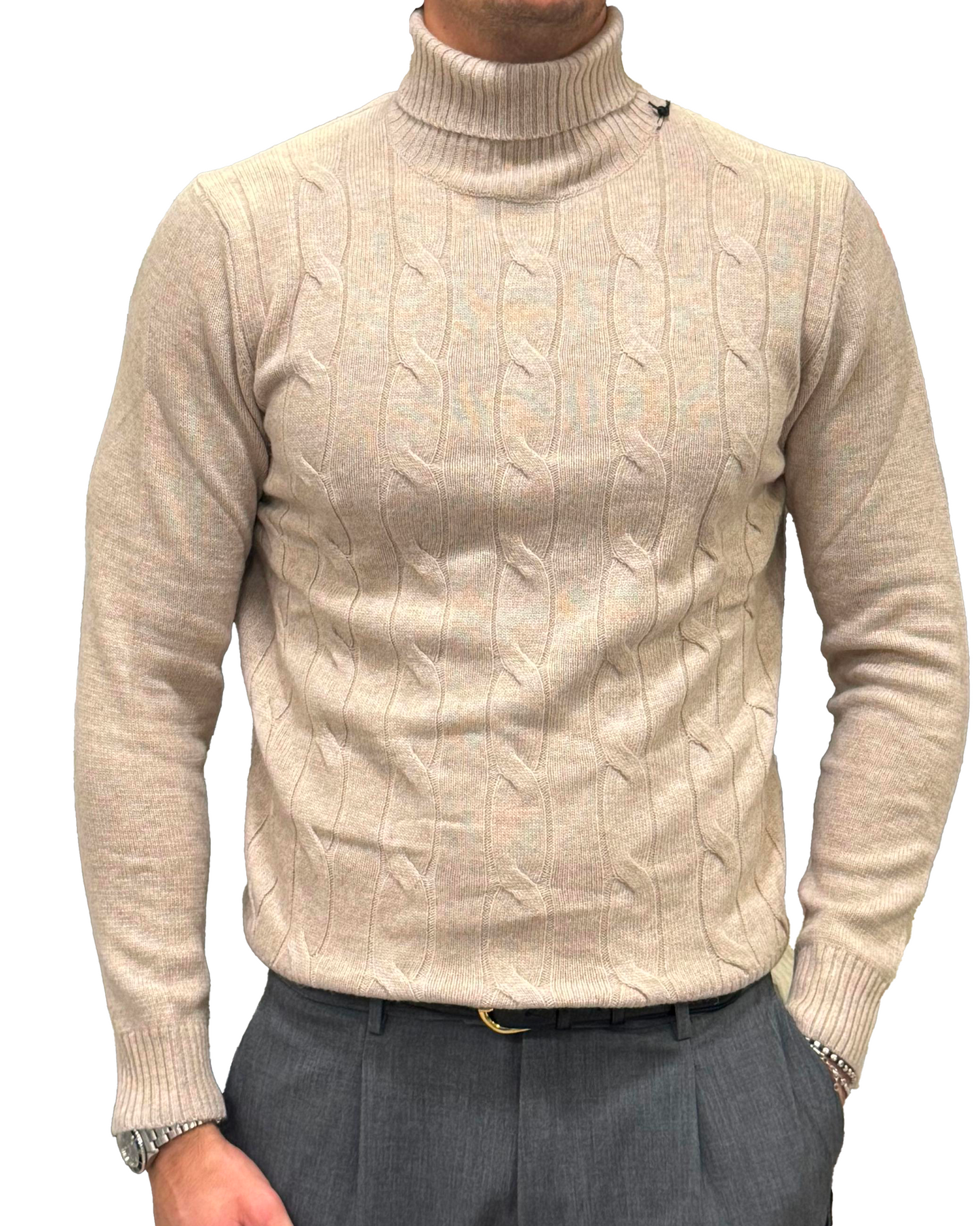 Dolcevita treccia lana e cashmere