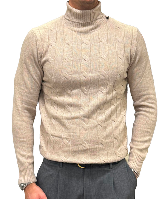 Dolcevita treccia lana e cashmere