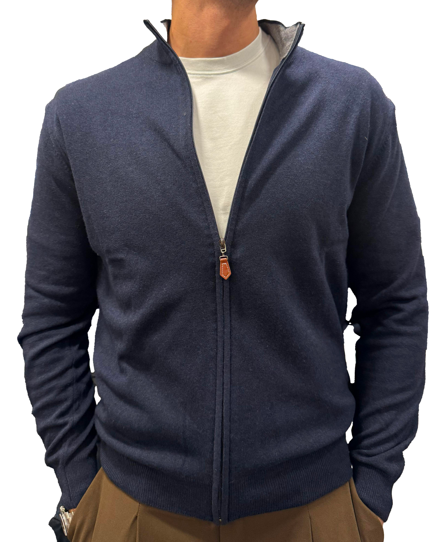 Cardigan full zip lana e cashmere