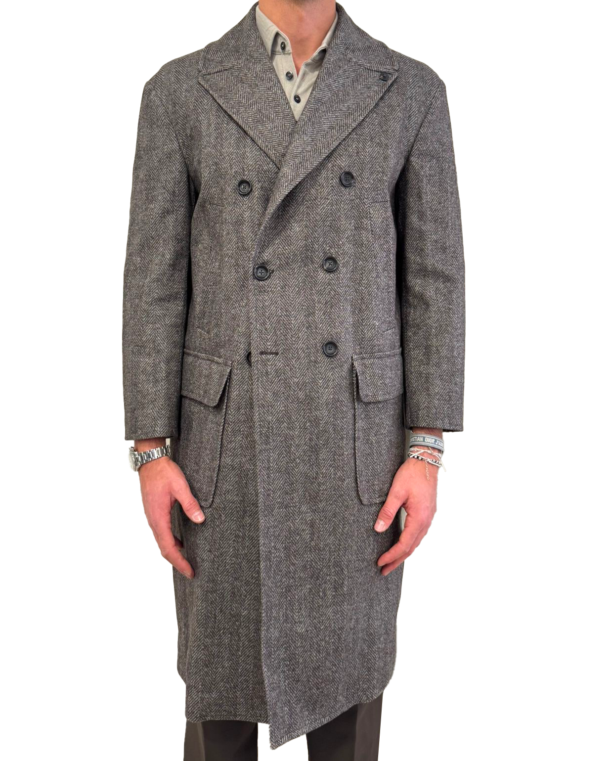 Cappotto in lana spigato