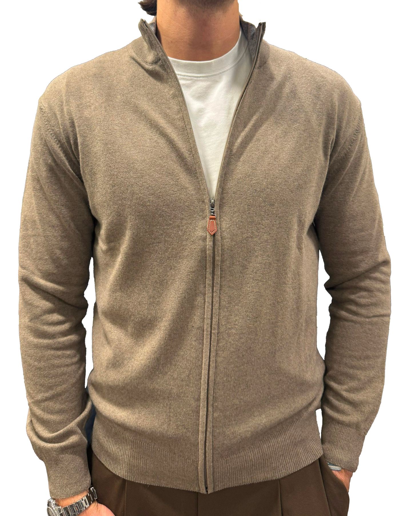 Cardigan full zip lana e cashmere