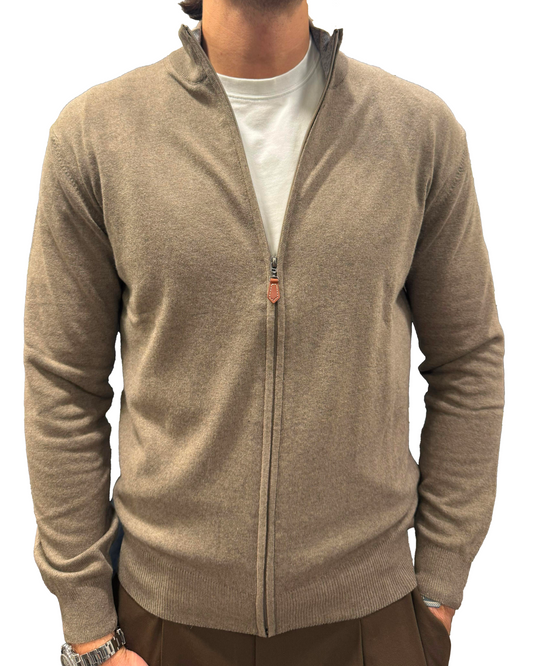 Cardigan full zip lana e cashmere