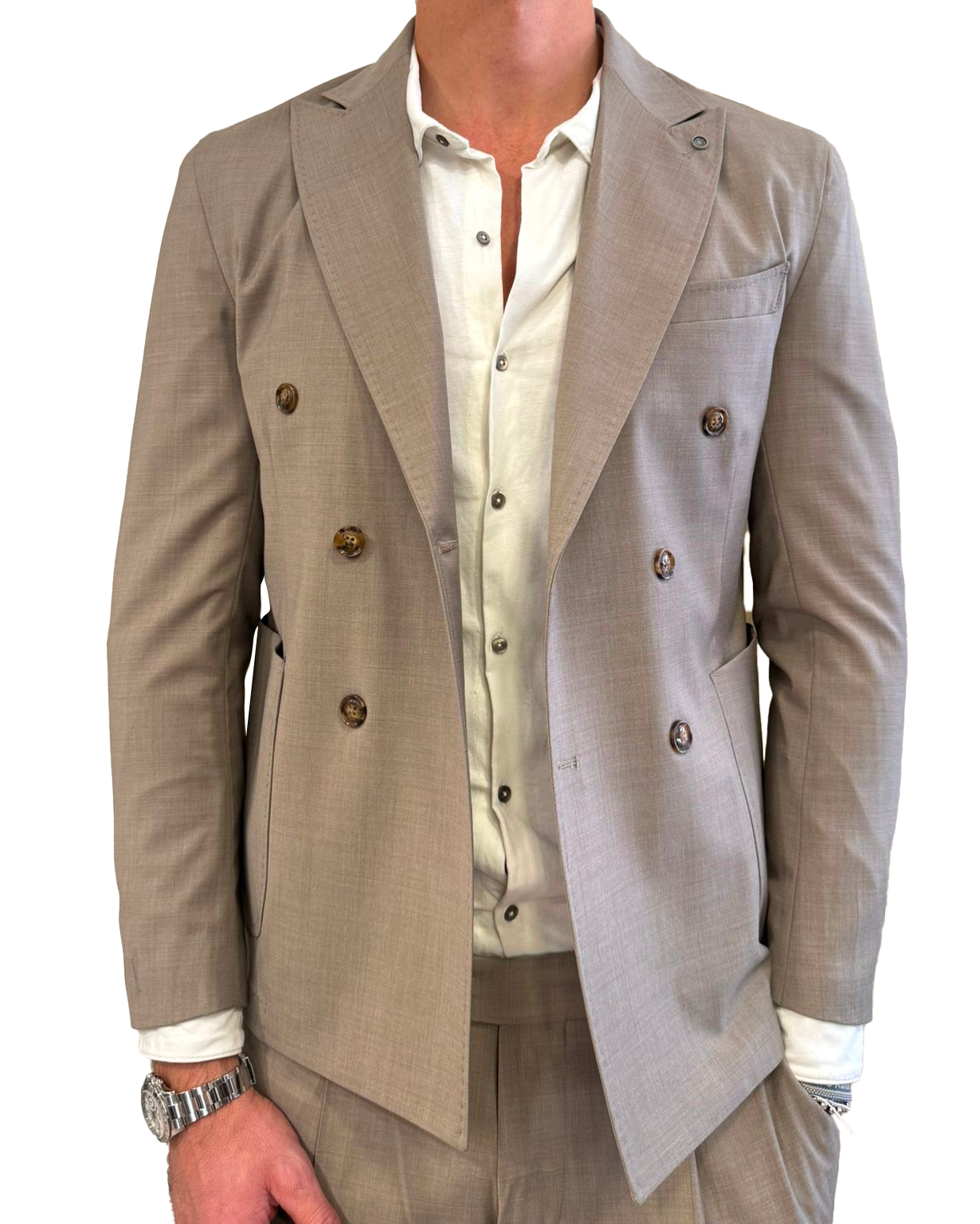 Abito doppiopetto in fresco di lana Paul Miranda