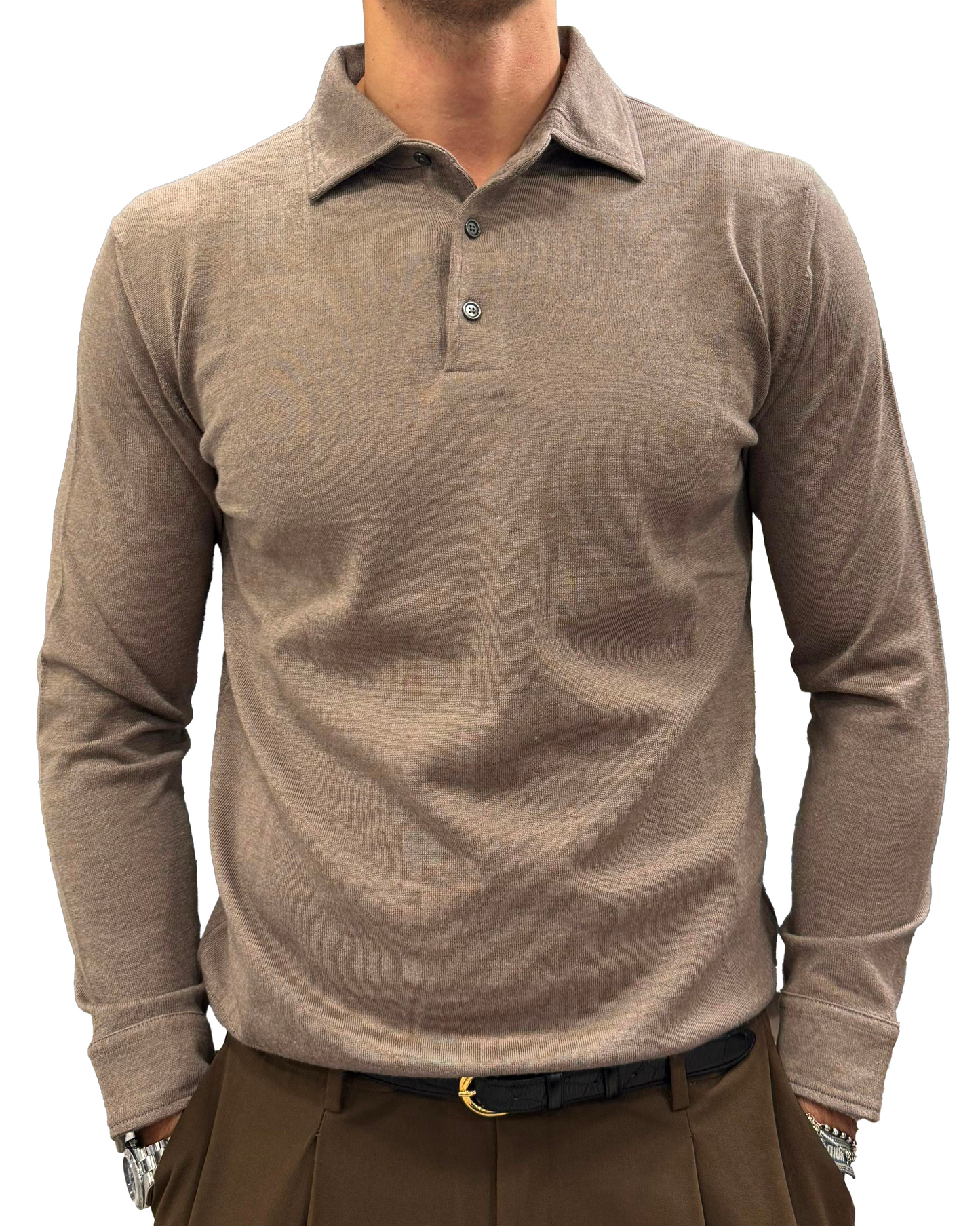 Polo camicia in pura lana extrafine