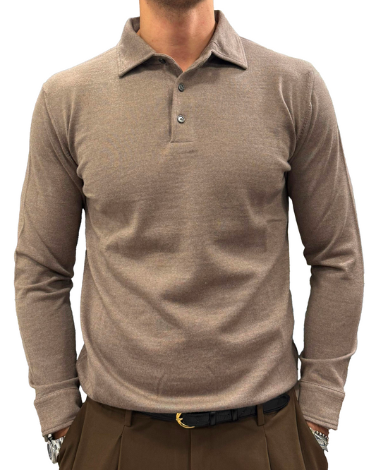 Polo camicia in pura lana extrafine