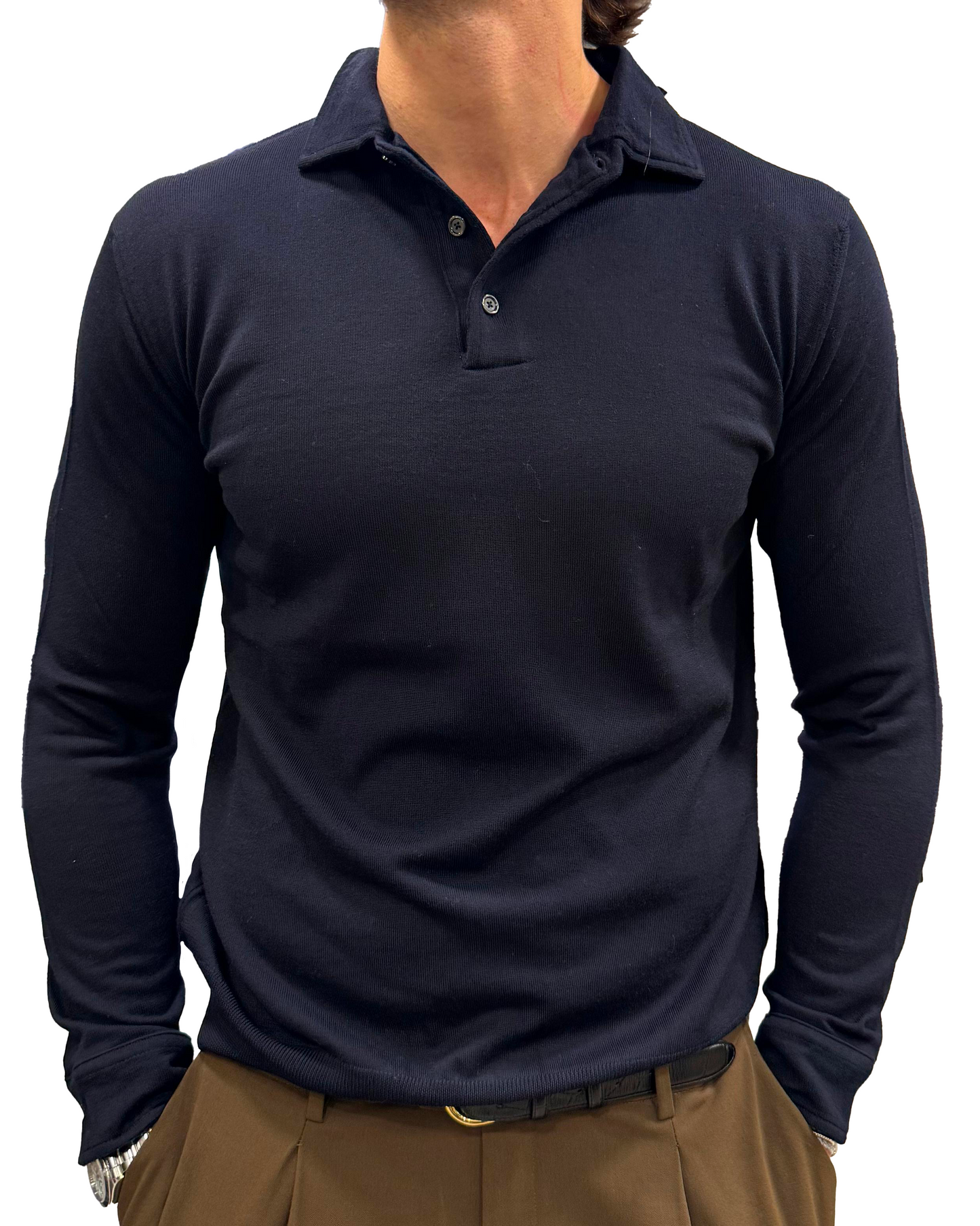 Polo camicia in pura lana extrafine