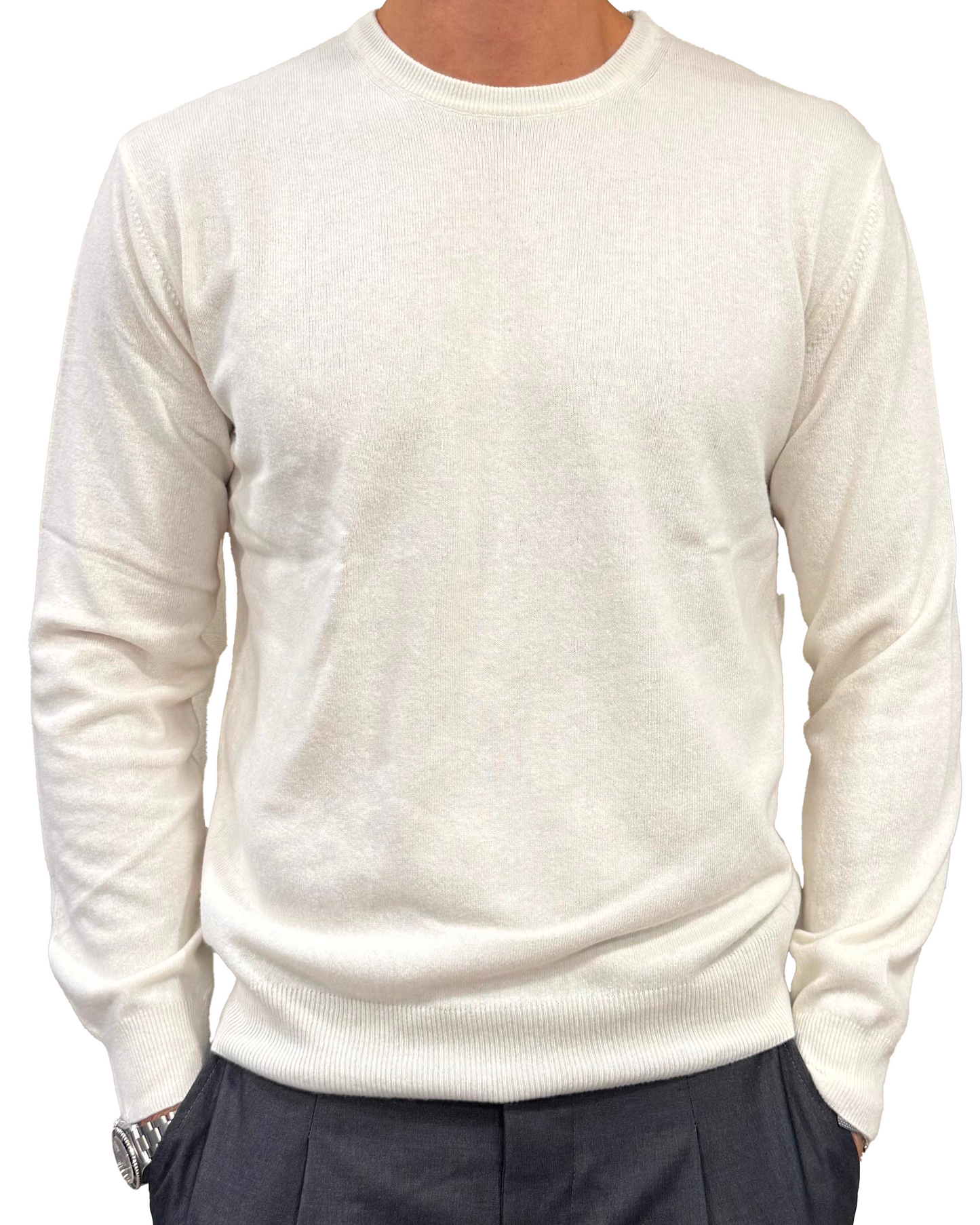 Maglia girocollo in lana e cashmere