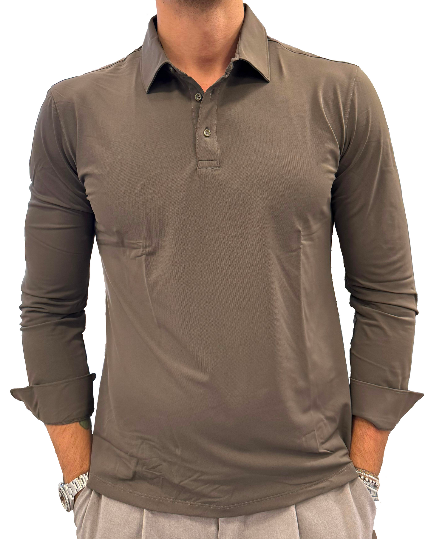 Polo camicia in tessuto tecnico no stiro