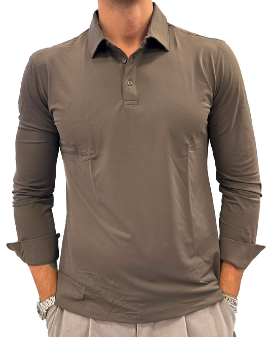 Polo camicia in tessuto tecnico no stiro