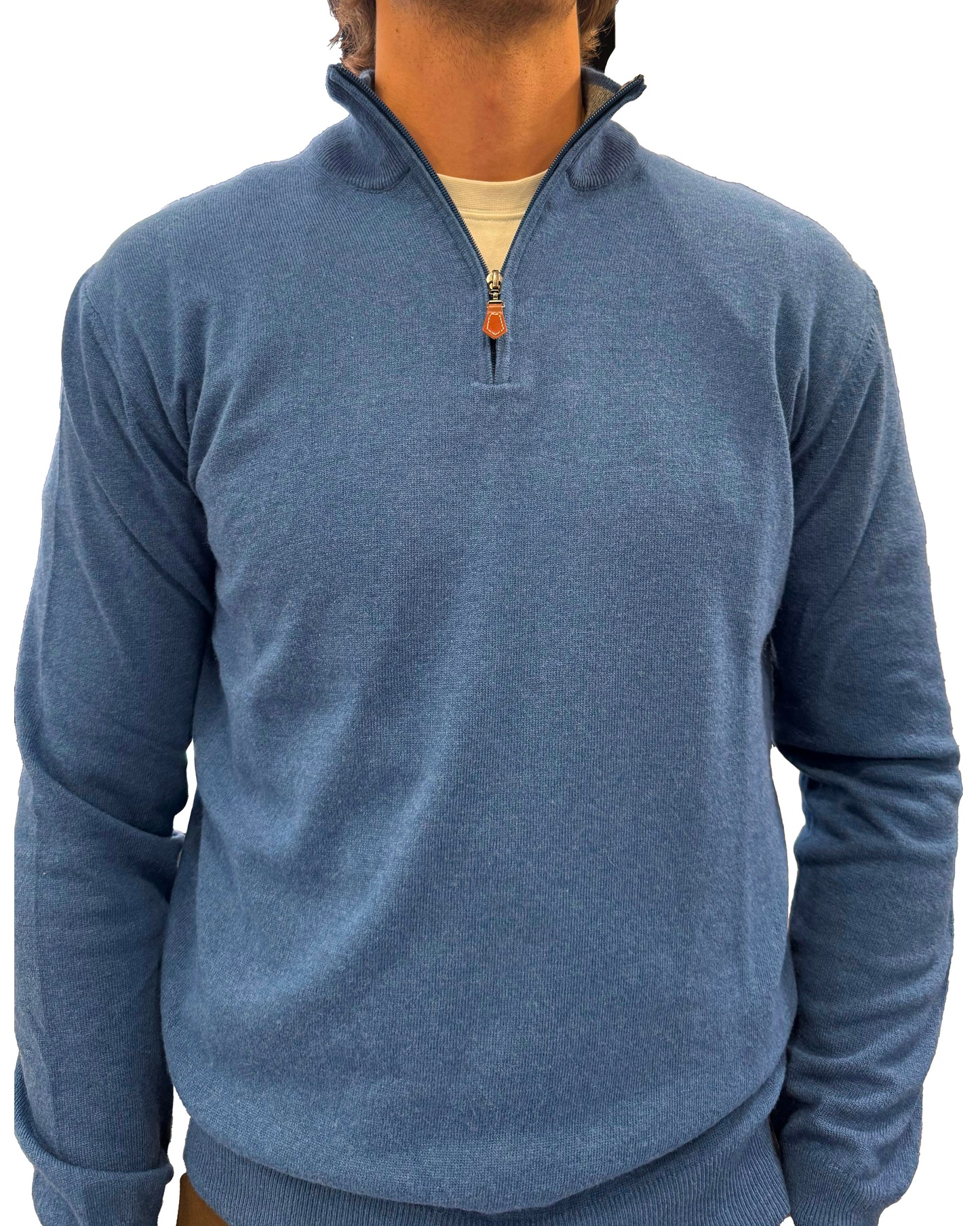 Maglione mezzo zip lana e cashmere