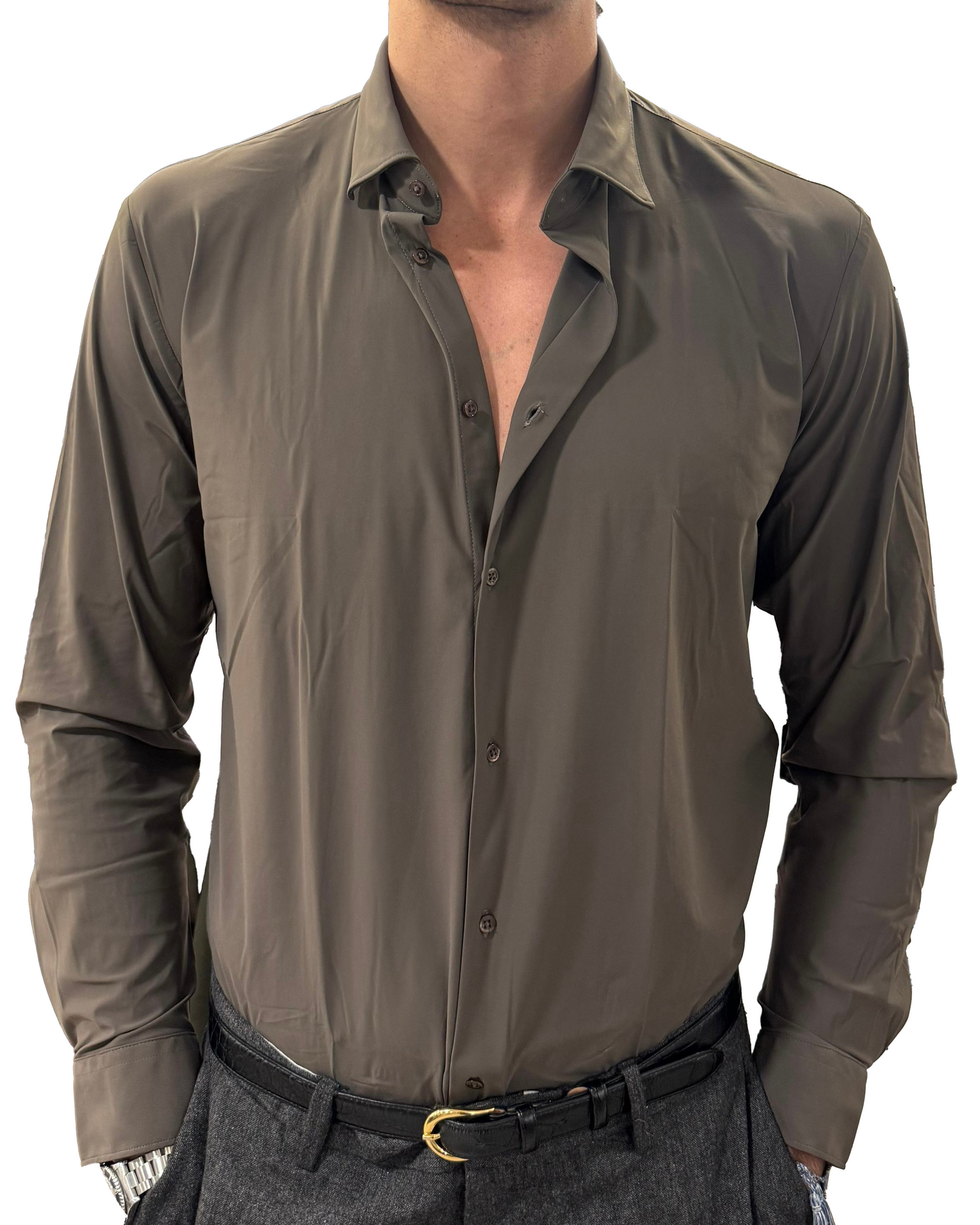 Polo camicia in tessuto tecnico no stiro