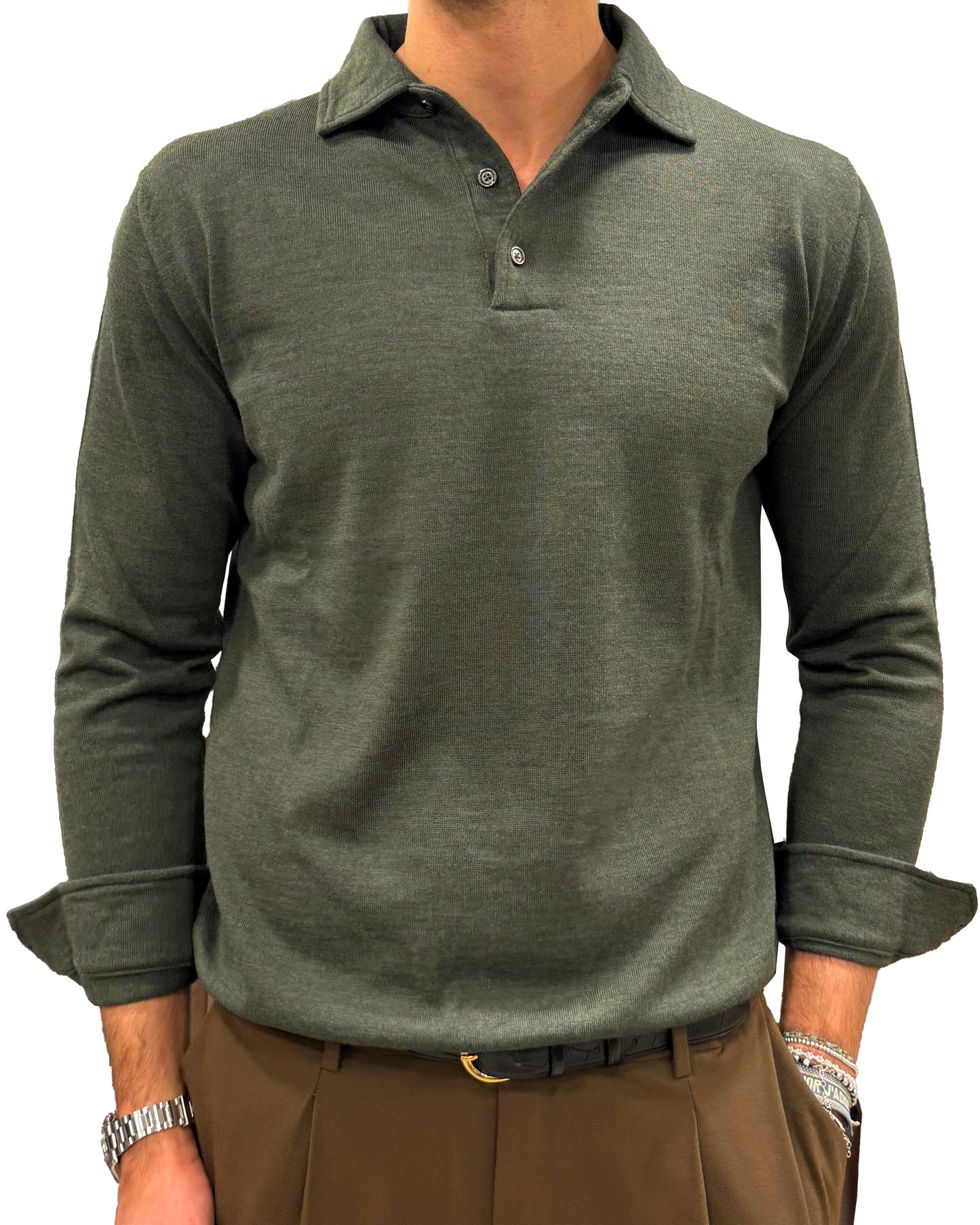 Polo camicia in pura lana extrafine