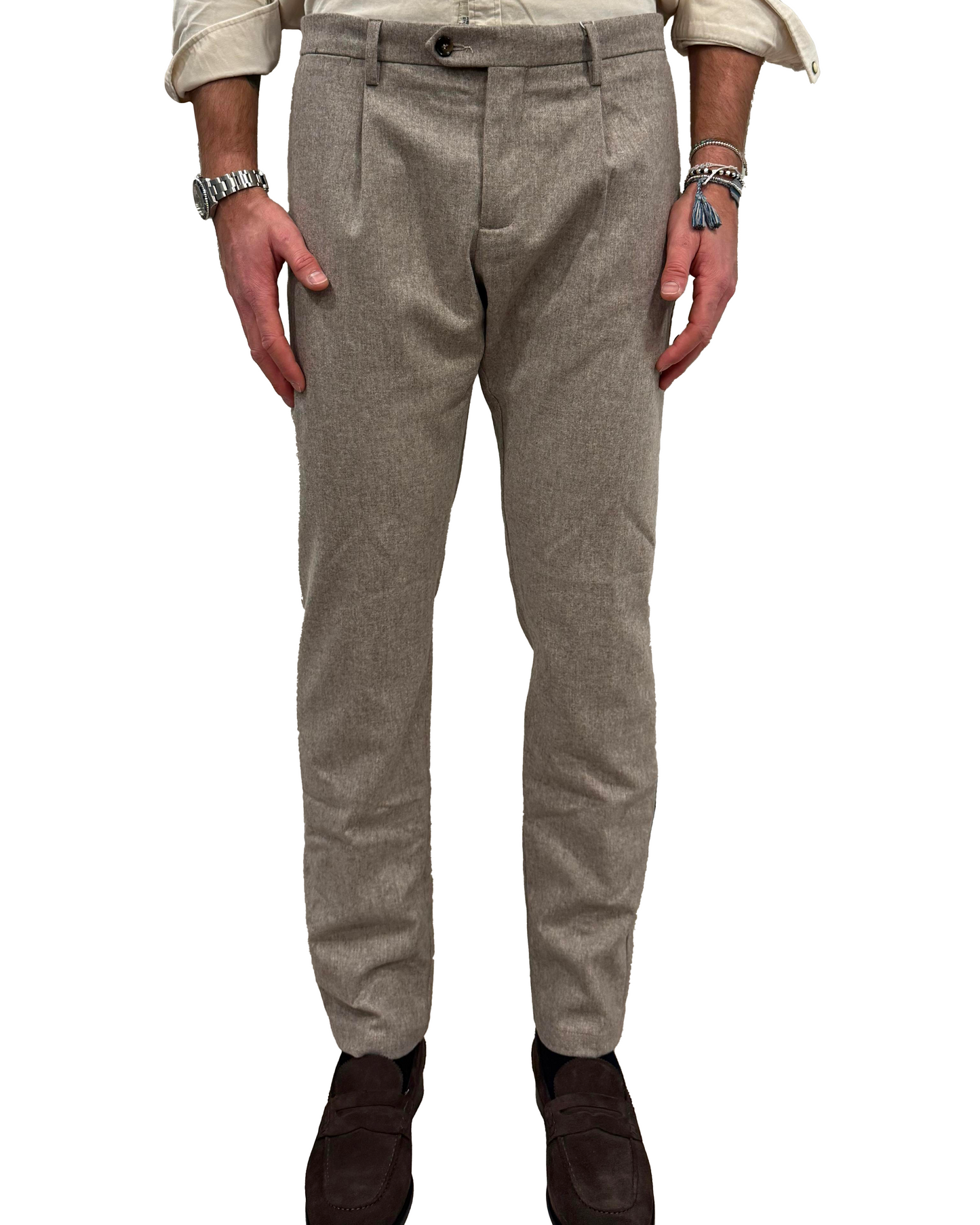 Pantaloni in lana spigati